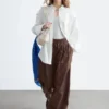Pantalon à jambes larges et cordon de serrage