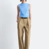 Pantalon à jambes larges et plis