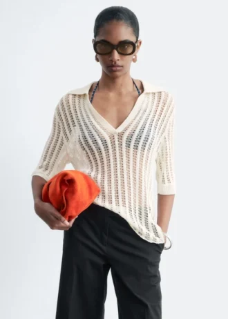 Polo en maille ajourée