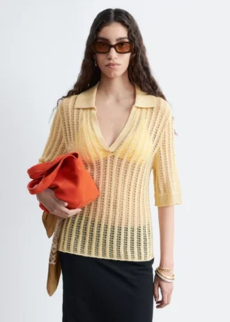 Polo en maille ajourée