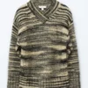 Pull à col en V en mélange de mohair