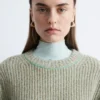 Pull en laine mérinos à mailles contrastées