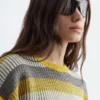 Pull en maille à empiècements rayés