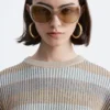 Pull en maille à empiècements rayés