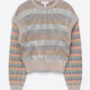 Pull en maille à empiècements rayés