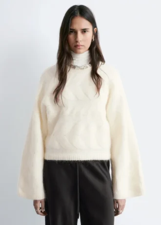 Pull en maille torsadée mélange mohair