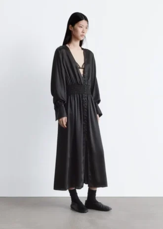 Robe chemise midi en satin