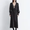 Robe chemise midi en satin