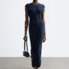 Robe longue ajustée en satin