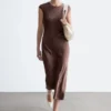 Robe longue ajustée en satin
