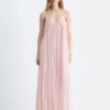 Robe longue à bretelles brodées
