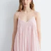 Robe longue à bretelles brodées