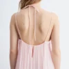 Robe longue à bretelles brodées