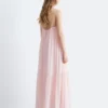 Robe longue à bretelles brodées