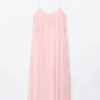 Robe longue à bretelles brodées