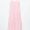 Robe longue à corsage plissé