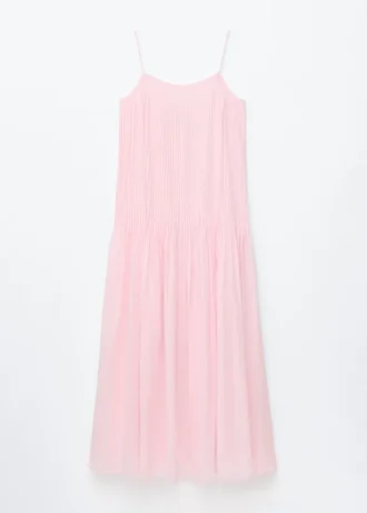 Robe longue à corsage plissé