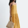 Robe longue à corsage plissé