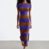 Robe longue en maille côtelée