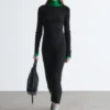 Robe longue en maille côtelée