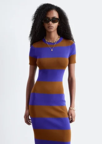 Robe longue en maille côtelée