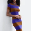 Robe longue en maille côtelée