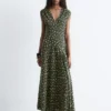 Robe longue en soie à col en V