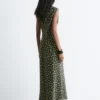 Robe longue en soie à col en V