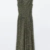 Robe longue en soie à col en V