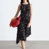 Robe longue en soie à motifs floraux