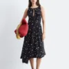 Robe longue en soie à motifs floraux