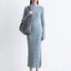 Robe longue à fermeture éclair et à côtes