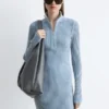 Robe longue à fermeture éclair et à côtes