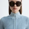 Robe longue à fermeture éclair et à côtes