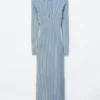Robe longue à fermeture éclair et à côtes
