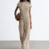 Robe longue smockée