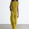 Robe longue smockée