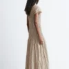 Robe longue smockée