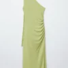 Robe midi asymétrique avec détail foulard
