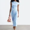 Robe midi asymétrique à motif cachemire