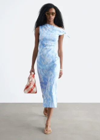 Robe midi asymétrique à motif cachemire
