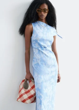 Robe midi asymétrique à motif cachemire