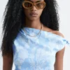 Robe midi asymétrique à motif cachemire