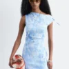 Robe midi asymétrique à motif cachemire