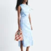 Robe midi asymétrique à motif cachemire