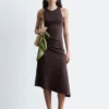 Robe midi asymétrique à volants