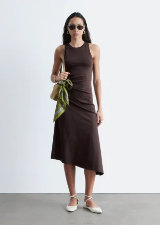 Robe midi asymétrique à volants