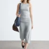 Robe midi asymétrique à volants