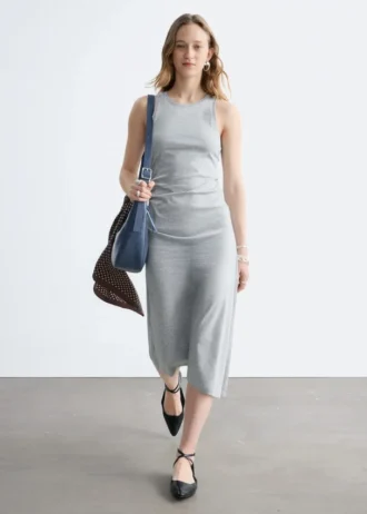 Robe midi asymétrique à volants