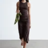 Robe midi asymétrique à volants